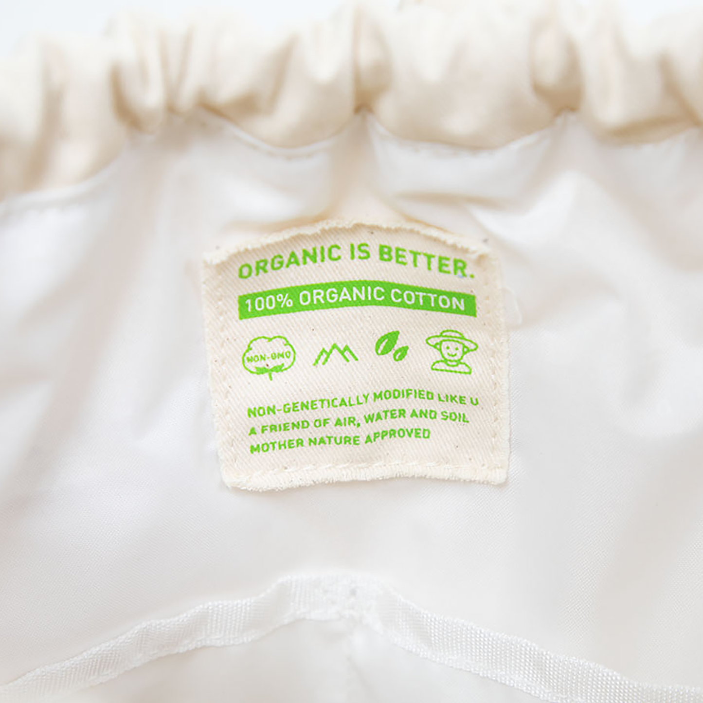 Macaroon Mini Drawstring Organic Cotton Series Beige Backpack